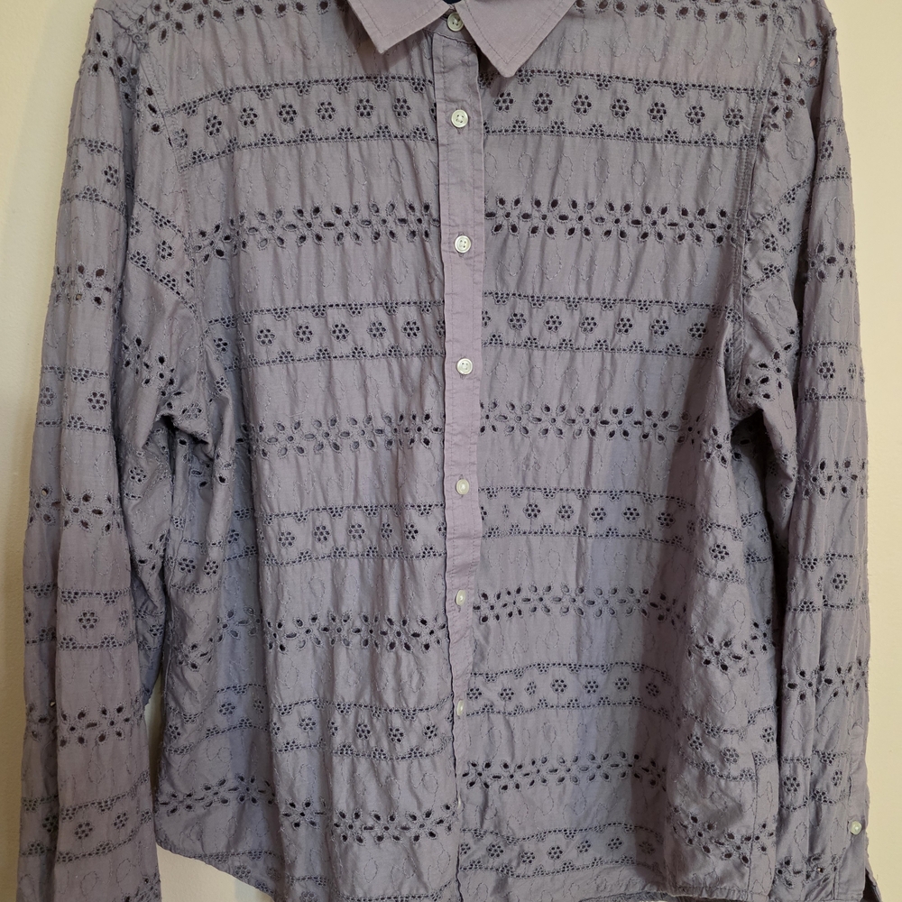 Women's XL Purple Lace Button-Up Shirt